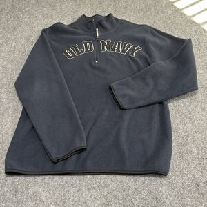 Old Navy Men's L  Fleece Quarter Zip‎ Pullover Navy Blue Embroidered Logo